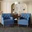 Fauteuil de luxe à pieds hauts capitonnés avec garniture cloutée et coussin rembourré épais et moelleux-40170710