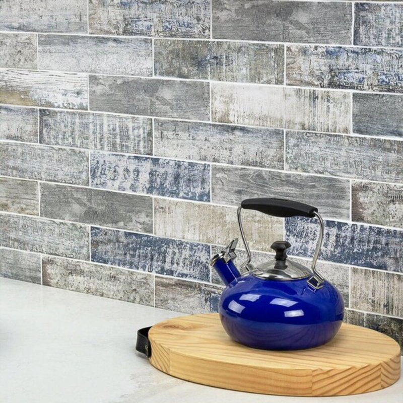 Bayou 3x12 Matte Ceramic Subway Tile, Blue/White