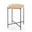Table basse moderne avec structure en métal, finition noire et naturelle, 18,1 po x 22,0 po x 18,1 po | Fabrication 100% bois massif, 5,2 lb | Conception élégante et durable, parfaite pour les espaces de vie industriels et contemporains-457710044