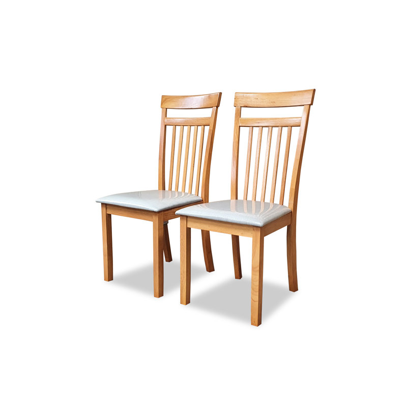 Sadye 45cm H Polyurethane Upholstered Slat Back Side Chair, Cream