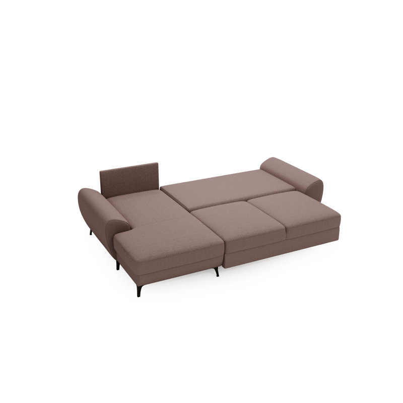 3 Seater Sofa Bed, Light Brown, Left Hand Facing
