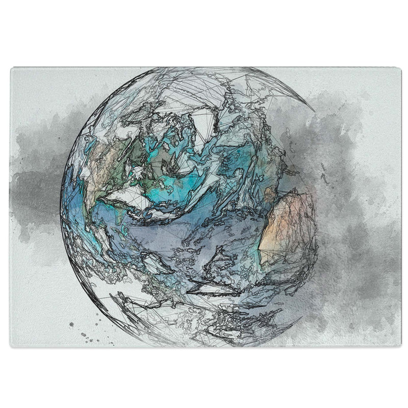 Tempered Glass Our Planet Earth Chopping Board, 28.5 cm W x 20 cm L