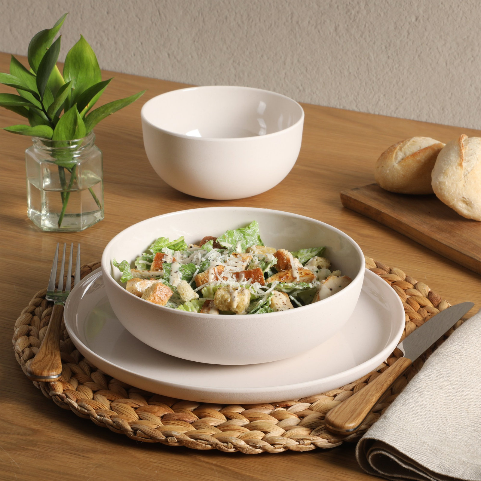 Gibson Home Candy Skies 12 Piece Unbreakable Wheat Straw Melamine Plates and Bowls Dinnerware Set - Outdoor, Camping, & Everyday Use - Matte Exterior/Shiny Interior 