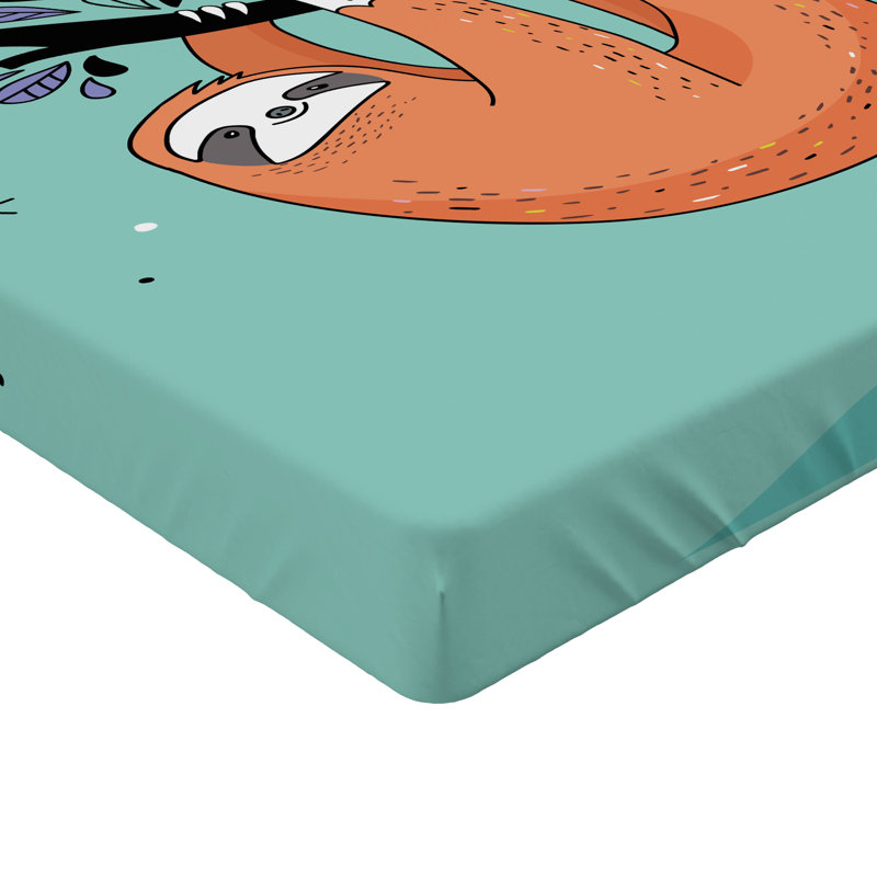 Ambesonne Animal Fitted Sheet 2-Pack Flirty Sloth Cartoon Multicolor, Twin Fitted Sheet