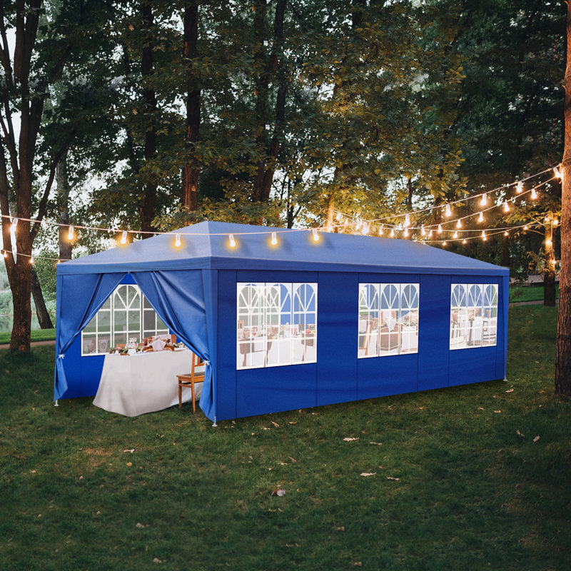 Heavy Duty Outdoor Party Canopy Tent with Removable Decorative Window Sidewalls, Waterproof PE Gazebo Shelter for Backyard Wedding, Birthday Parties & Large Family Gatherings