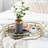 Stretched Octagon Gold Metal Framed Tray With Mirrored Base And Clear Handles, 28" X 6"