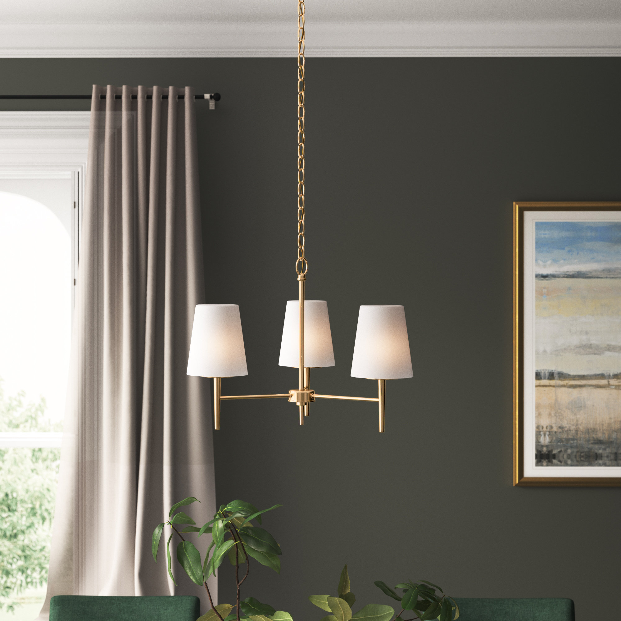Erlandson 5 - Light Steel Dimmable Chandelier, 100W A19 Medium, Satin Bronze, 16 3/4" H x 20 1/2" W x 20 1/2" D