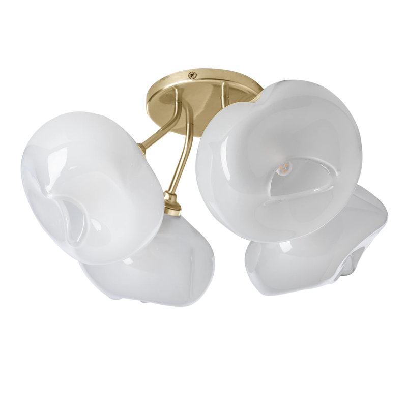 Plafonnier semi-encastré 4 lumières Ume, Laiton moderne