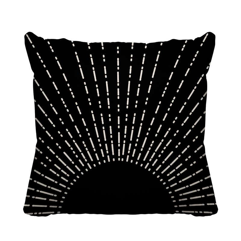 Coussin intérieur / extérieur Sunny Boho Starbusrt, Noir, L 15 po x H 15 po