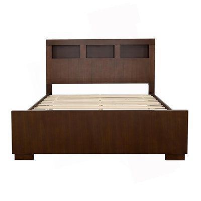 Cappuccino Queen Bed With Bookcase Headboard, Modern Design And Practical Storage For A Cozy Bedroom