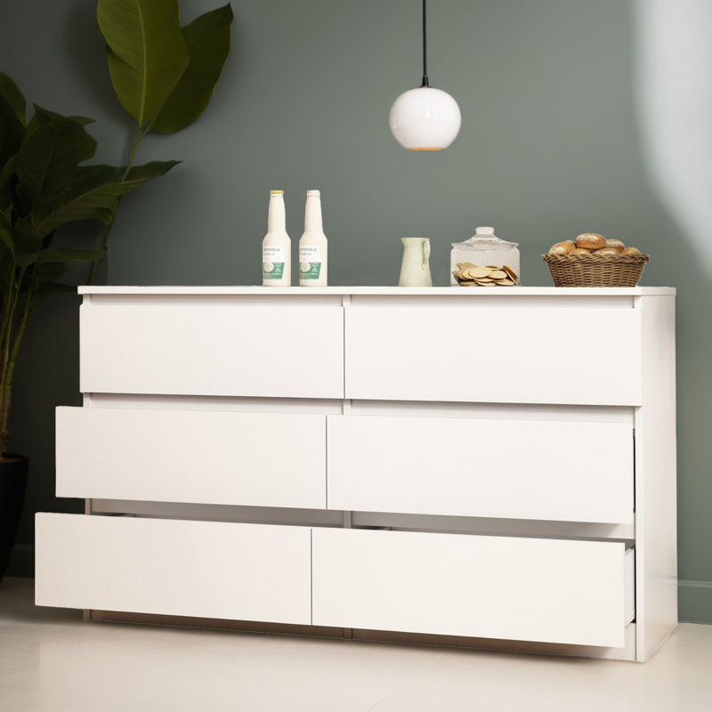 Bisset 47.25'' W 6 - Drawer Dresser, White