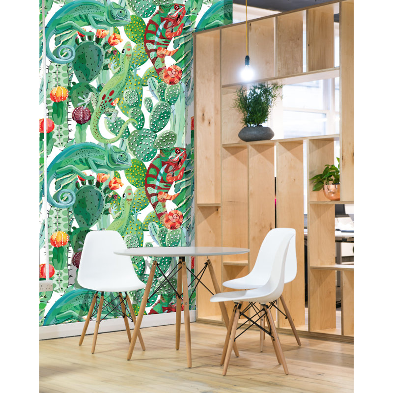 Rouleau de papier peint adhésif à motif de fleurs de cactus à motif d'aquarelle amovible L 10 pi x 25 po Benson