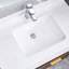 Lavabo de salle de bain en céramique - blanc, trop-plein, insonorisation, chaleur, teinture et égratignure - sans trou de robinet, lavabo émergent perçu