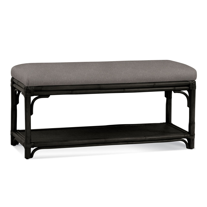 Banc de rangement en osier Summer Retreat, Noir antique, Performance blanc sucre; 0863-91