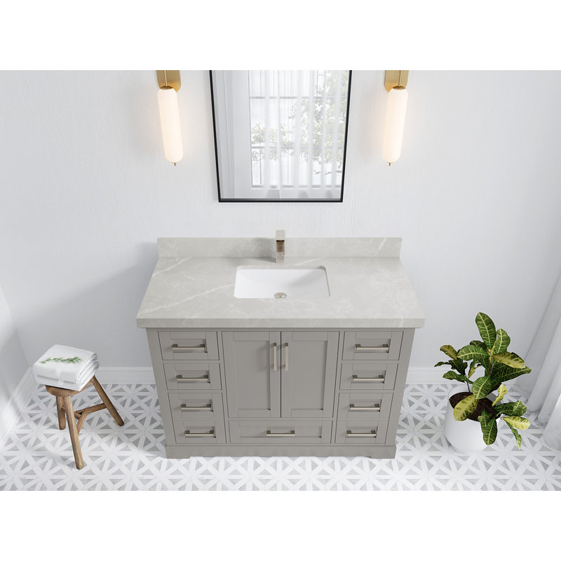 Ensemble de meuble-lavabo simple 48 po Esin, Gris clair perle