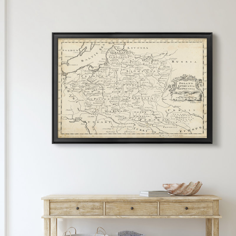 Carte de Pologne - Carte du monde vintage, encadrée sous verre acrylique, décoration murale pour bureau et bibliothèque