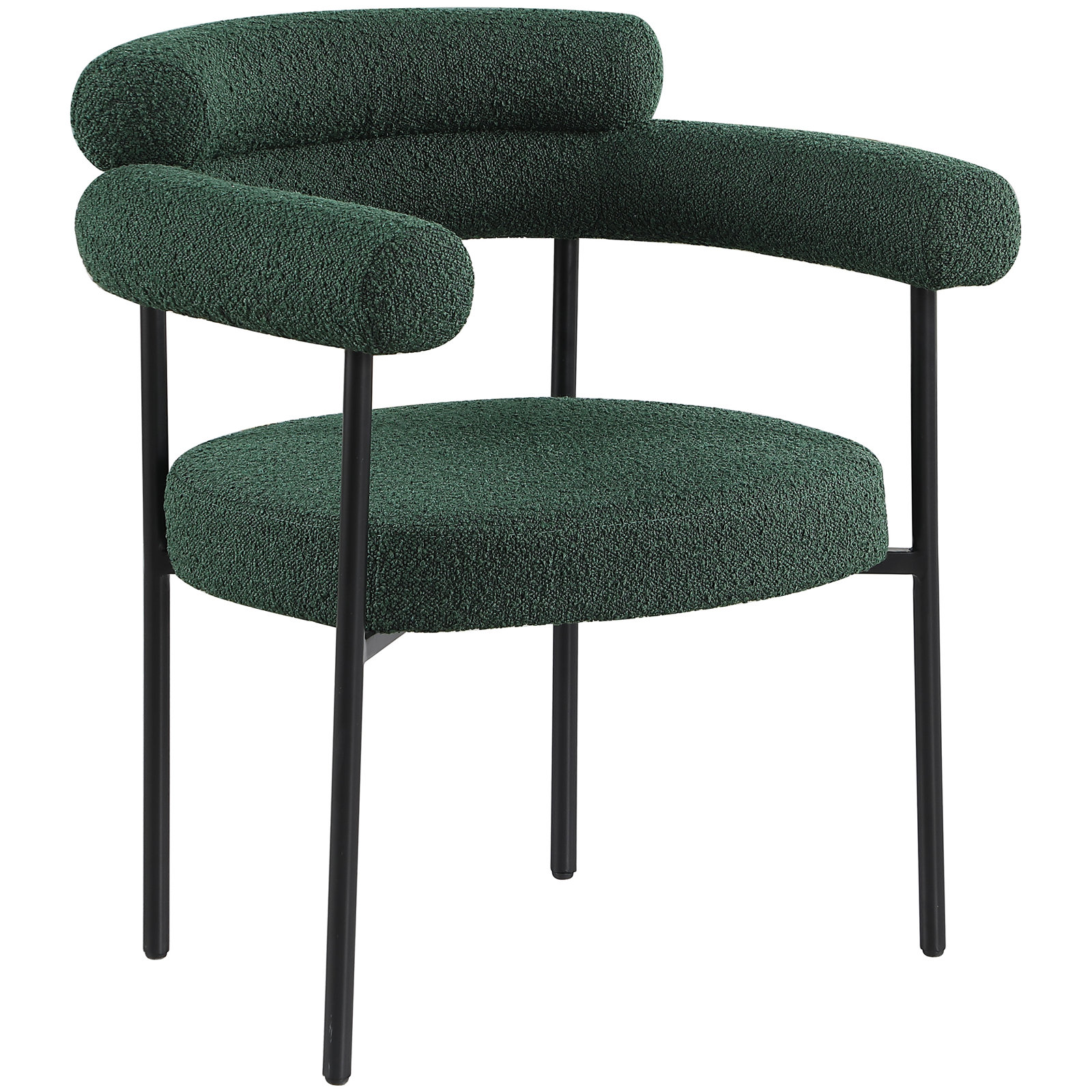 Dining Armchair, Green, Matte Black