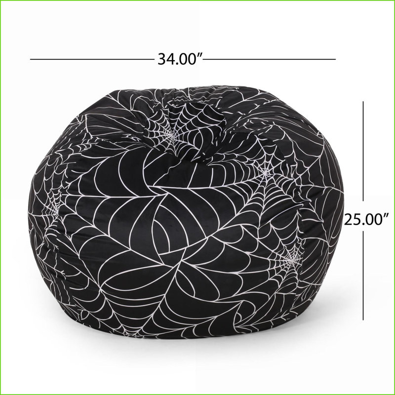 3 Foot Spiderweb Foam-Filled Bean Bag Chair | Black White | Round