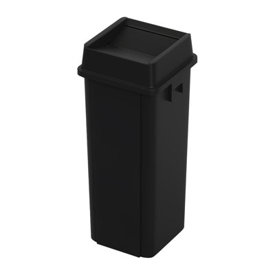 Poubelle carrée en plastique 23 gallons avec couvercle pivotant et canaux d'aération