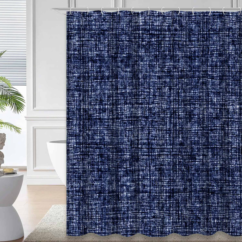 Rideau de douche abstrait abstrait indigo avec 12 crochets, L 72 po x l 84 po