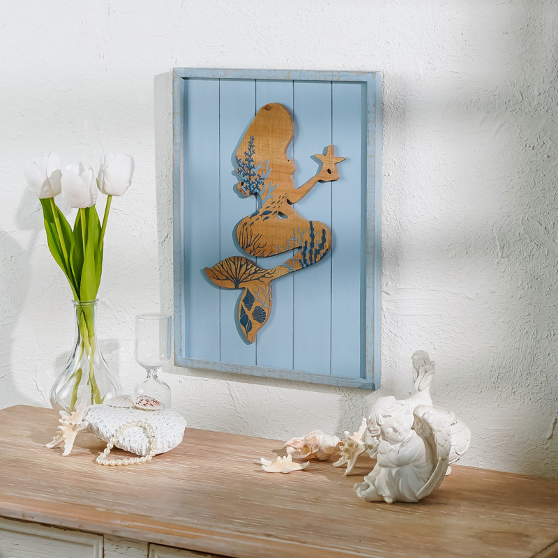 Décoration murale en bois étoile de mer rustique sirène