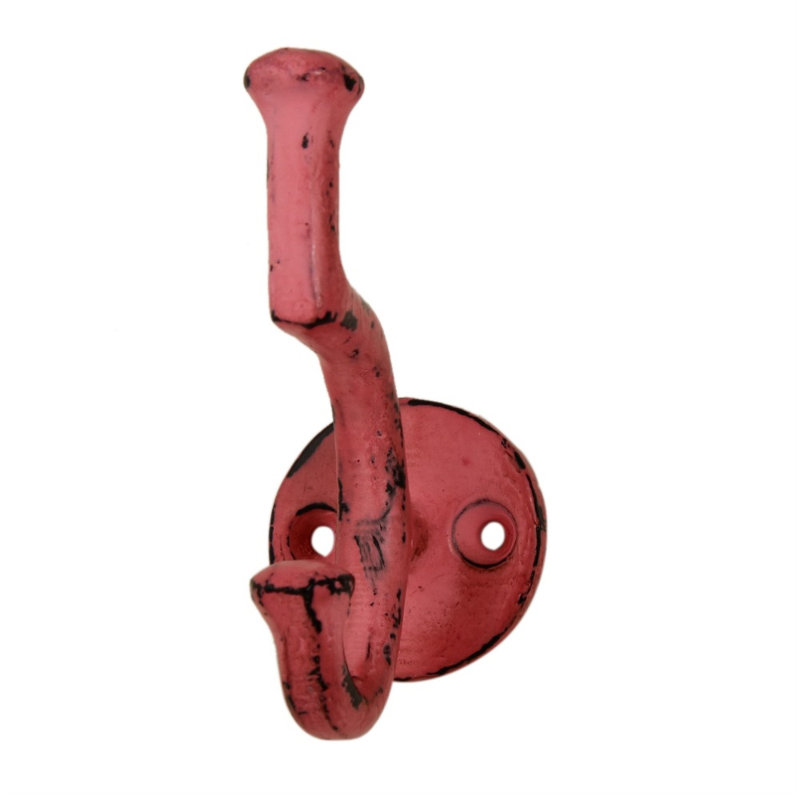 Hollifield Iron Wall Hook, Distressed Pink