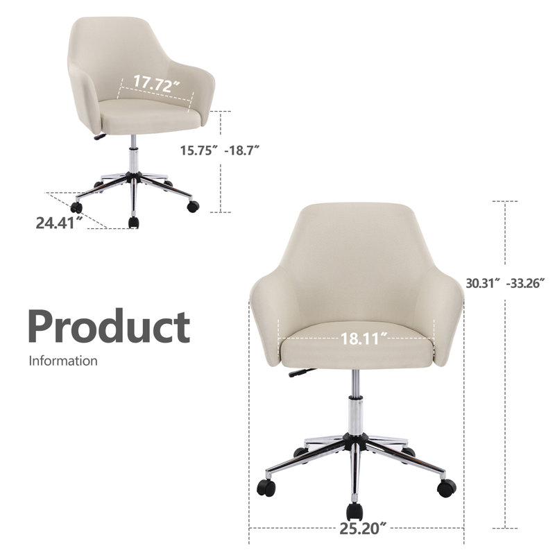 Fauteuil de bureau Laydell, Beige