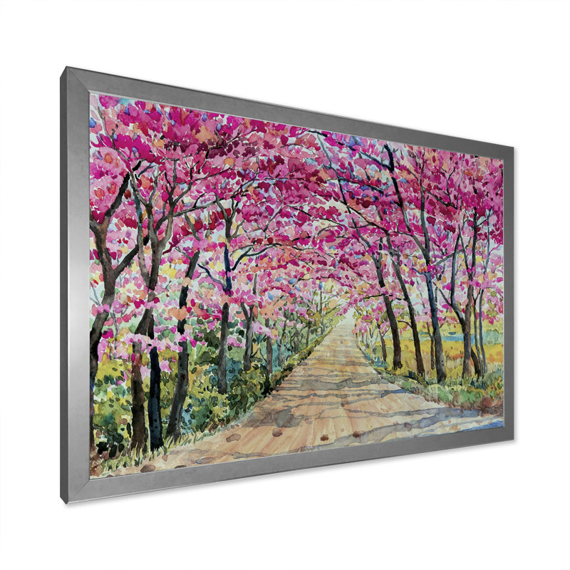 «Path To The Enchanted Pink Forest», reproduction sur toile flottante, Impression encadrée, H 8 po x l 12 po, Argent