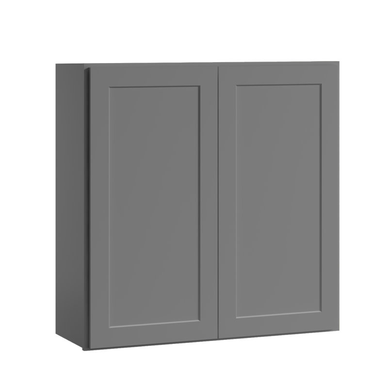Armoire de cuisine murale avec tablettes réglables l 36 po x H 36 po x P 12 po, 36"W x 36"H x 12"D, Shaker pierre grise