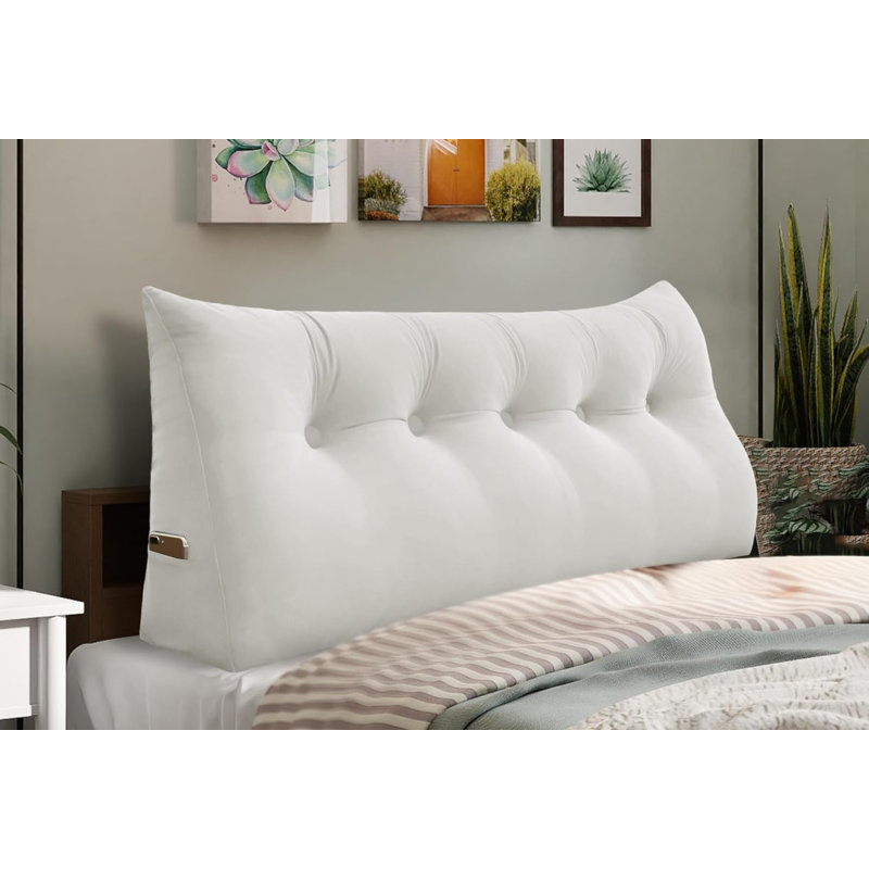 Triangular Backrest Cushion, White, 50cm H x 160cm W