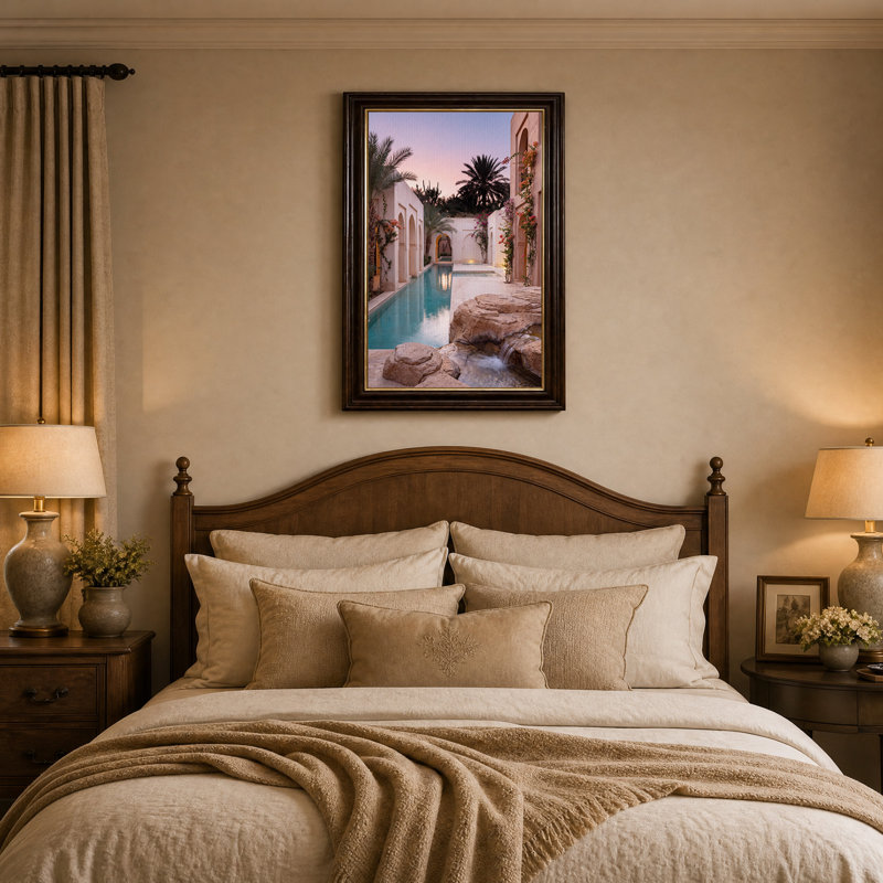 «Turquoise Pool and Arched Walls at Sunset», art mural sur toile, H 18 po x l 12 po