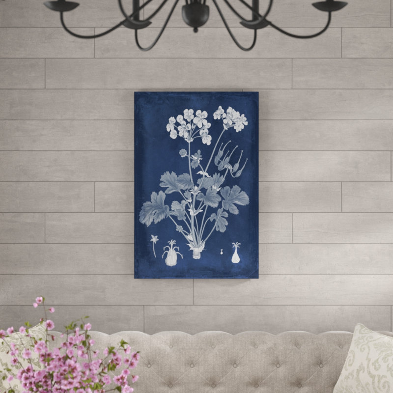 Botanical In Indigo III by Vision Studio - Painting on Canvas, 91cm H x 61cm W, Wrapped Canvas