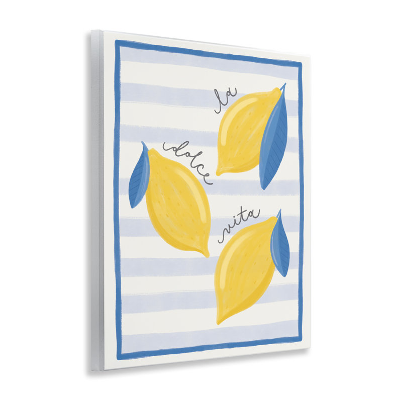 Plaque murale Dolce Vita citrons et rayures, design par Jalynn Heerdt