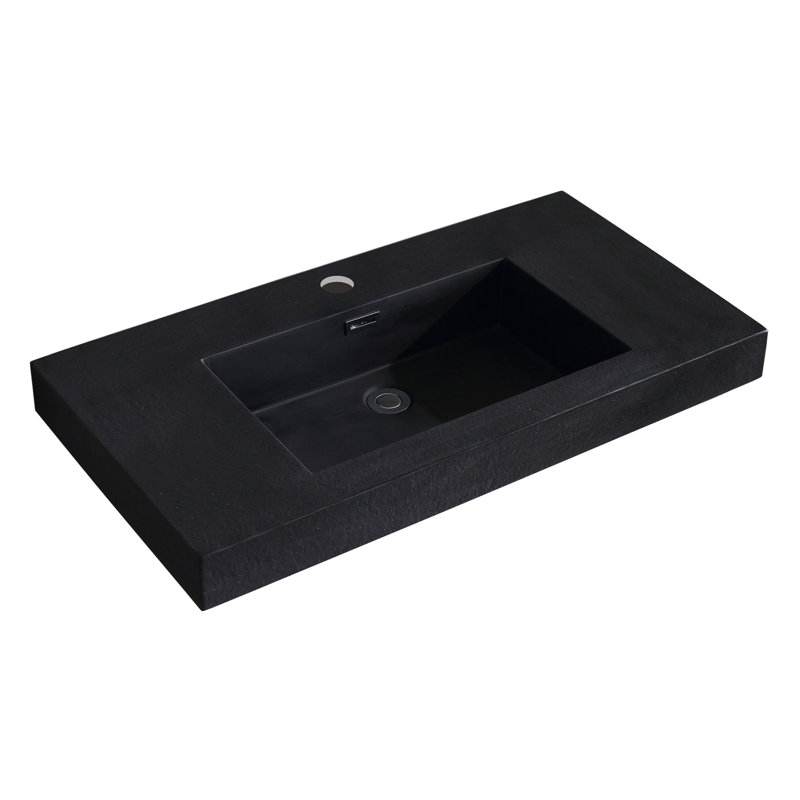 Dowell 36" Rectangular Drop-In Bathroom Sink with Overflow, Black