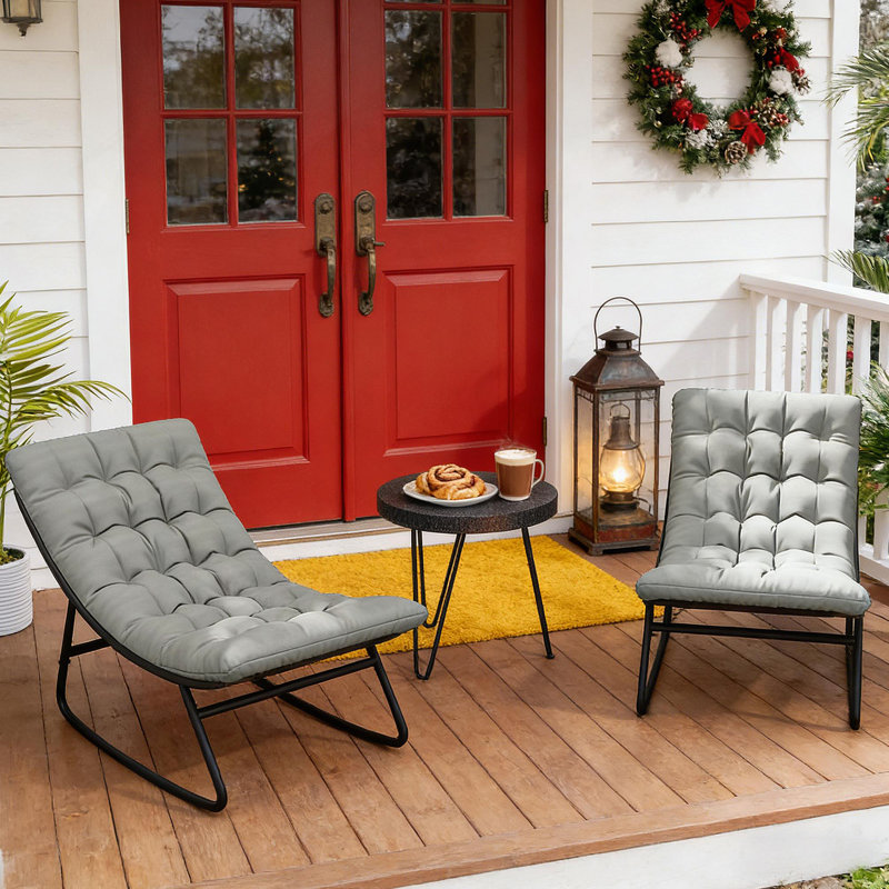 Chaises de véranda, chaises berçantes d'extérieur 2 pièces
