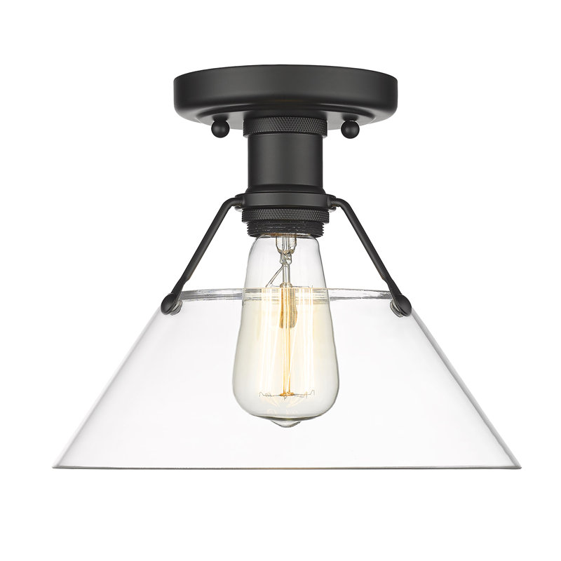 Plafonnier encastré à une lumière de 10 po Weatherford, Noir mat, Verre transparent