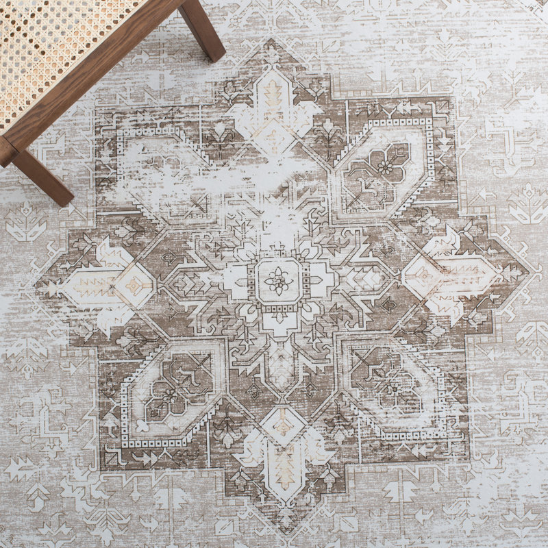 Tapis oriental sauge / ivoire Delvecchio, Rond 3 pi