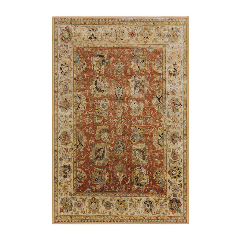 Tapis oriental jaune / brun Arakel, Rectangle 5 pi x 8 pi