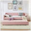 Lit de jour simple, lit de jour convertible rembourré avec dossier capitonné, canapé-lit polyvalent 3 en 1 avec lit gigogne escamotable et rangement latéral, parfait pour une vie compacte-129675722-129675725
