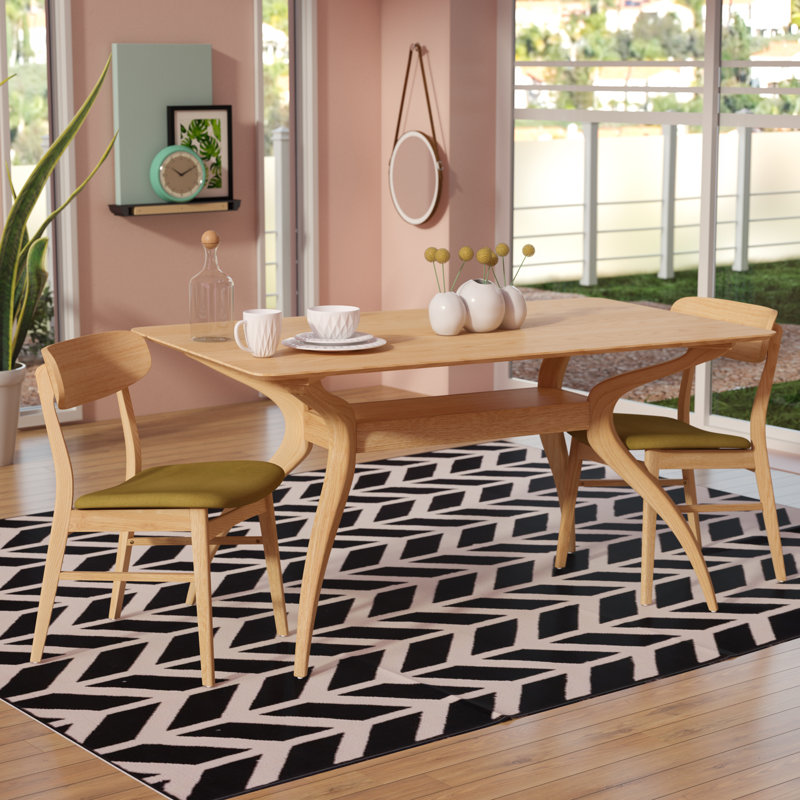 Ensemble repas pour 4 personnes Arbel, Chêne naturel, Thé vert, H 30 po x L 59 po x l 35 po