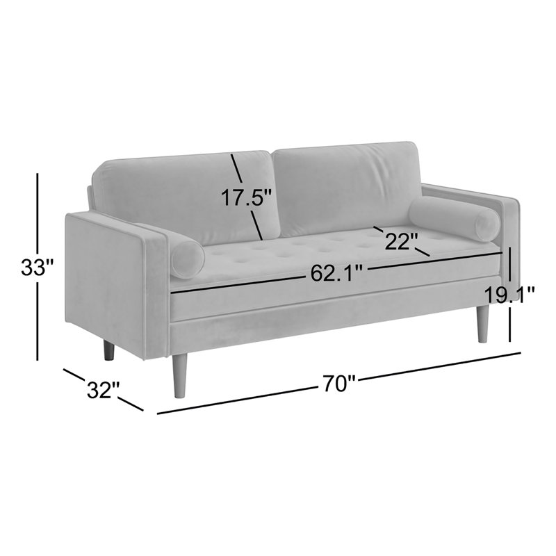 Laurindo 70'' Velvet Sofa, Dark Blue