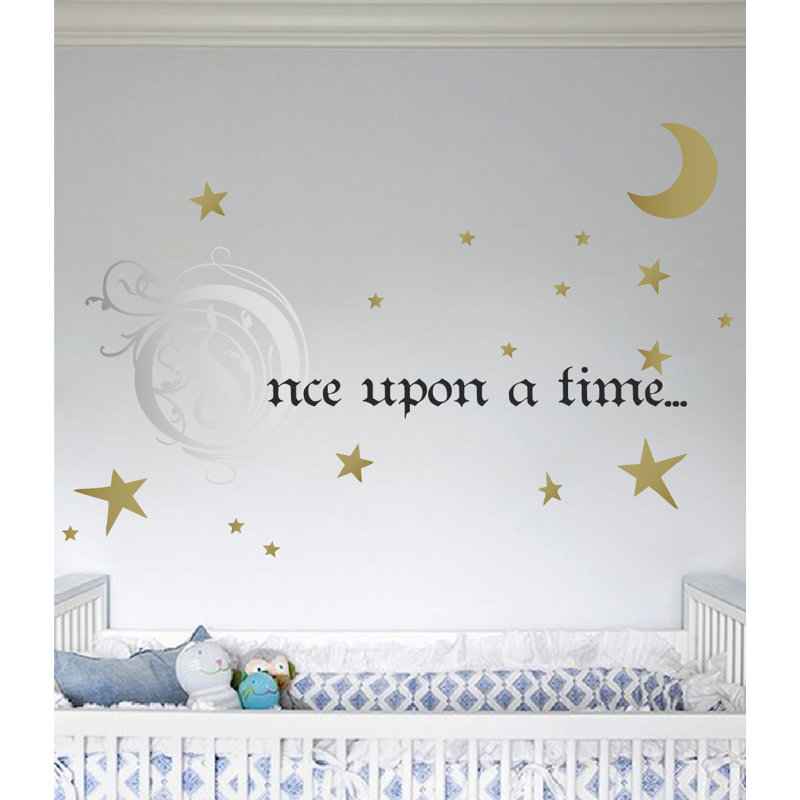 Décalcomanie murale une fois sur un temps, H 9 po x l 22 po x P 0,01 po, Argent / or / noir