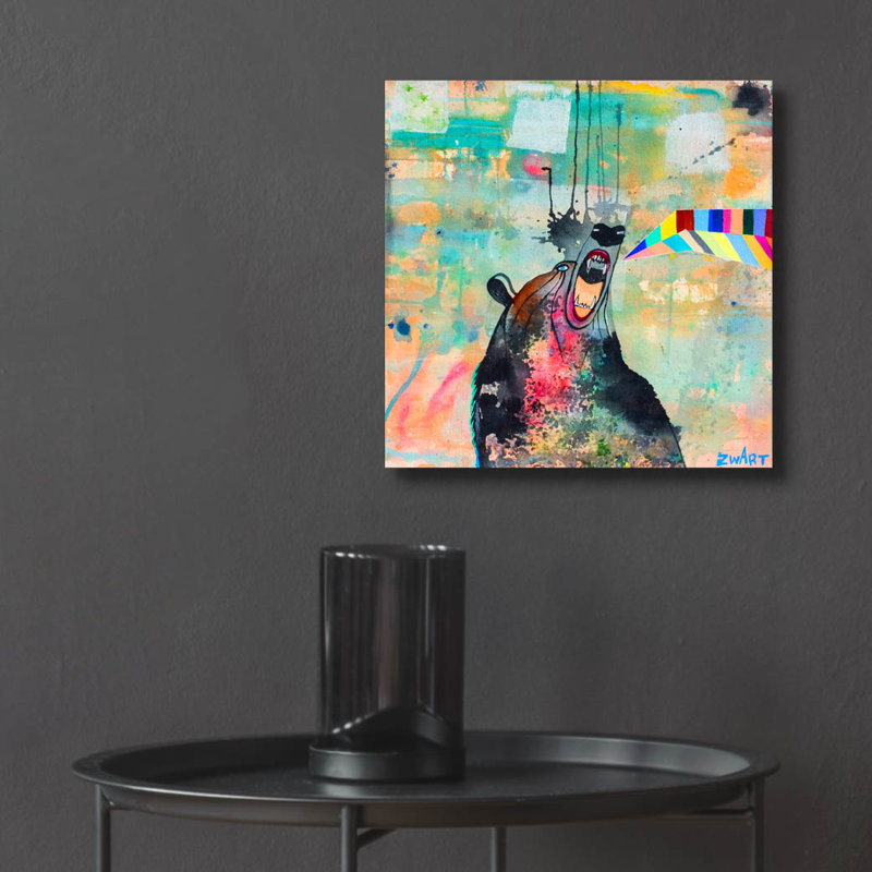 «Bear Spirit Scream» par Zwart, H 12 po x l 12 po x P 0,13 po