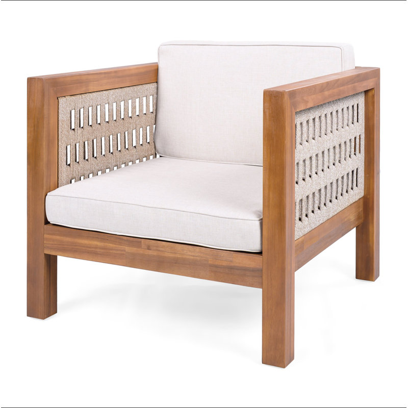 Fauteuil club d'extérieur en bois d'acacia