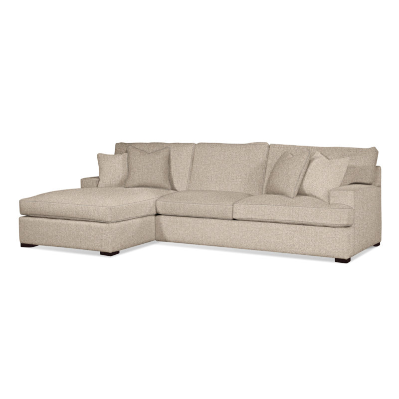 Cambria Upholstered Chaise Sectional, Beige/Gray Plaid; 0107-84, Java Finish