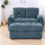 Canapé inclinable double multifonctionnel avec repose-pieds, bleu