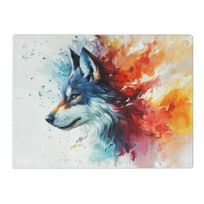 Husky Dog View  Glass Chopping Board