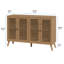 Buffet de 47 po de largeur avec 4 portes à lattes, buffet de style Mid-Century avec tablettes, armoires de rangement décoratives, console pour salle à manger, cuisine, chêne-132464224