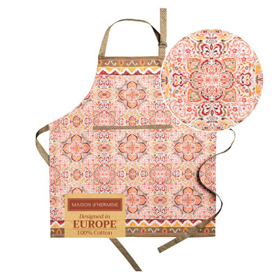 Maison d'Hermine Damask 100% Cotton Apron - 27.5" x 31.5"
