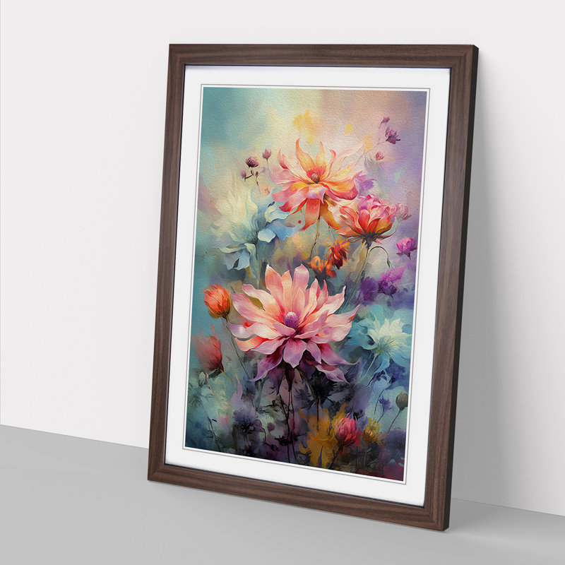Wildflowers Digital Art - Framed Print, Walnut Framed, 64cm H x 46cm W